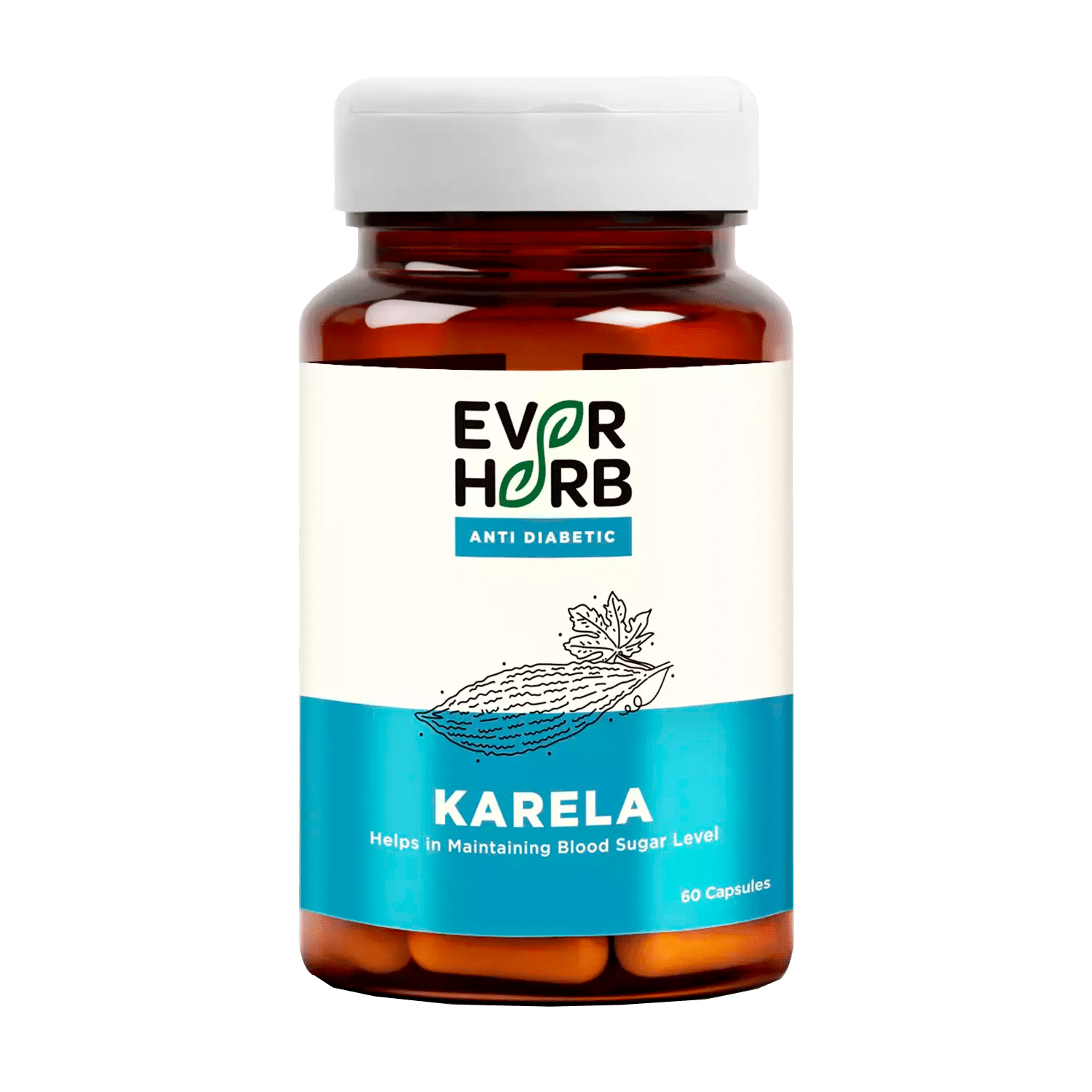 Everherb (By Pharmeasy) Karela - Kiểm Soát Đường Huyết - Giảm Cholestrol Xấu - Chai 60