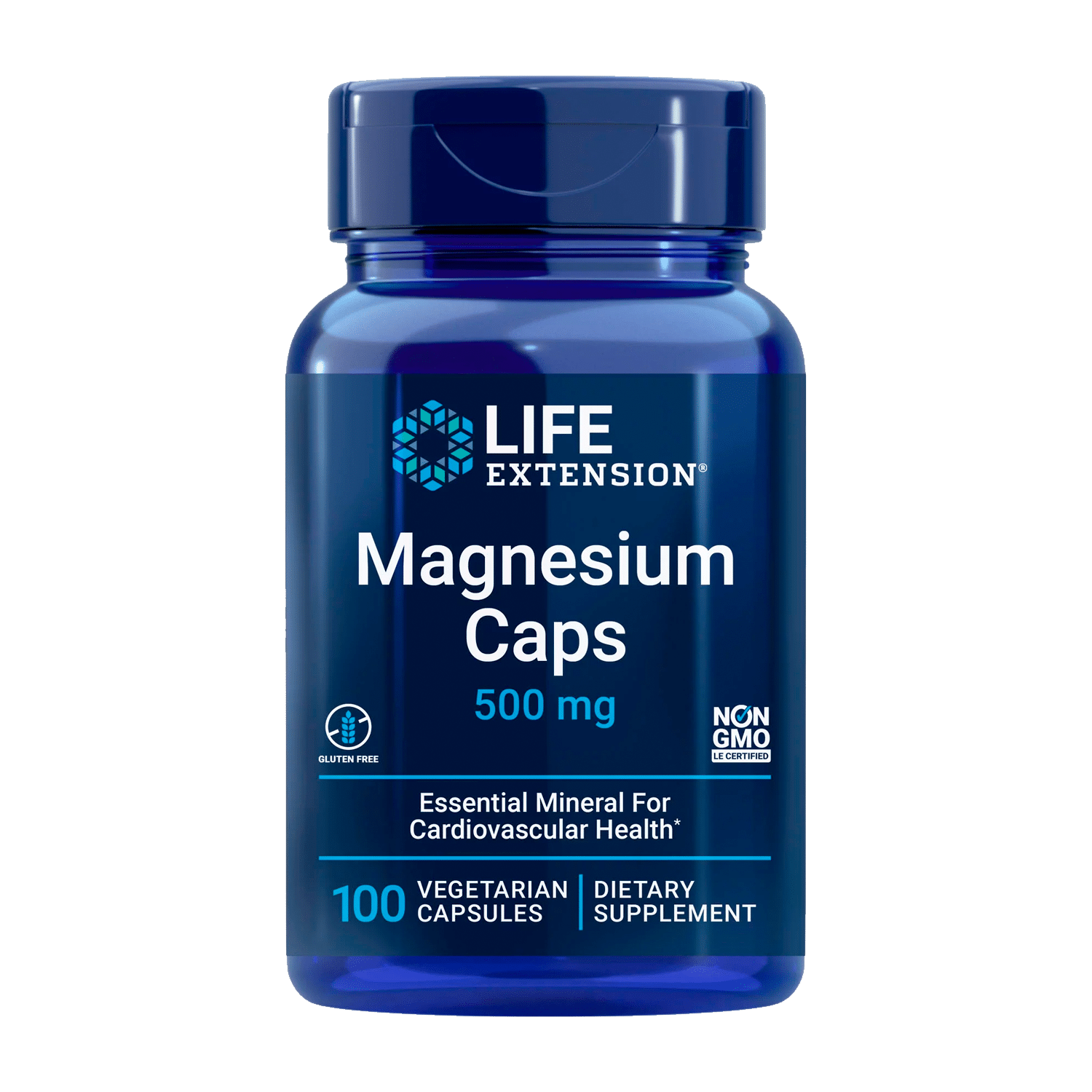 Viên Magiê kéo dài tuổi thọ, 500 mg - Hỗn hợp khoáng chất thiết yếu cho tim mạch & Sức khỏe toàn thân - Không chứa gluten, không biến đổi gen, ăn chay - 100 Viên nhộng chay