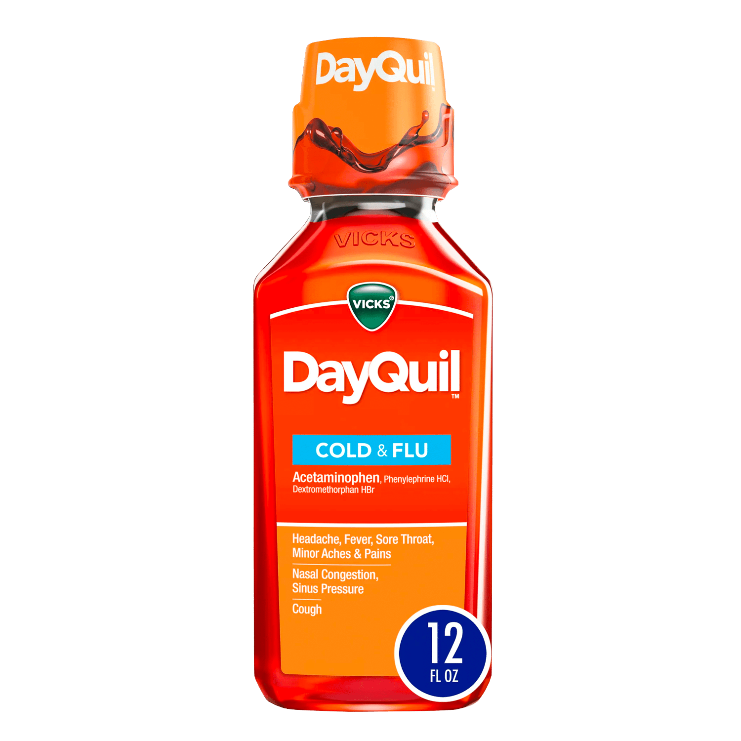 Vicks DayQuil Thuốc trị cảm lạnh, ho và cúm ban ngày, 12 fl oz