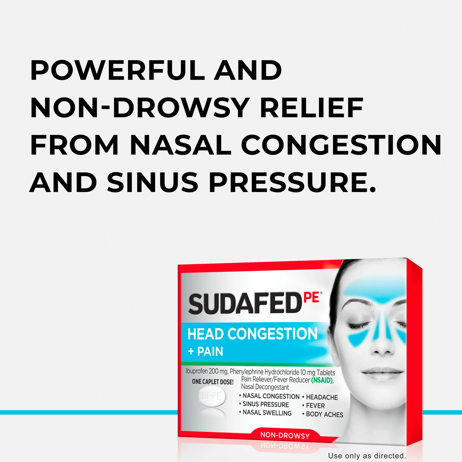 Sudafed PE Không gây buồn ngủ tắc nghẽn đầu + Viên giảm đau, 20 ct - Image 2